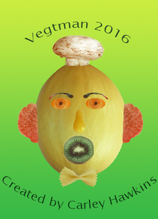 Quick select tool used to copy and paste different vegetables onto an image to create a face.  